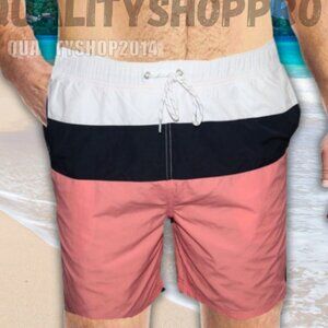 nautica men's solid quick dry classic logo swim trunk